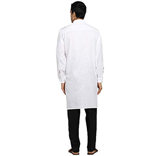 Kurta Pathani en coton vêtement traditionnel homme ensemble blanc 40