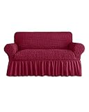 BLUESURGE Loveseat Slipcover 1 Piece for 2 Cushion Couch Sofa Cover with Skirt, Durable Washable Hig