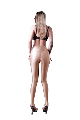 Image of Ultra Sheer Workout Leggings Shiny Tights for Women Control Top to Waist Pantyhose Tummy Control Glossy Panty Hose
