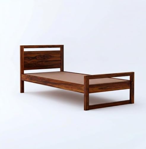 Image of Solid Sheesham Wood Bed 6.5X3 ft Single Bed Without Storage for Bedroom - Single Cot Wooden BedSingle Size for Living Room Guest Room - 12 Month Warranty (Honey Finish)