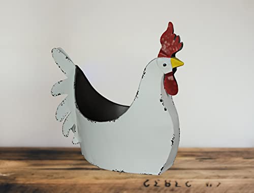 Zeckos-Rustic-White-Finish-Metal-Rooster-Planter-IndoorOutdoor-Decorative-Flower-Pot-for-Home-and-Garden-155-Inches-Long-Farmhouse-Style-Accent-Piece Zeckos Rustic White Finish Metal Rooster Planter IndoorOutdoor Decorative Flower Pot for Home and Garden 155 Inches Long Farmhouse Style Accent Piece