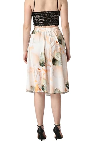 Image of VAGISHA Blooming Below Knee | Middi Printed A-line Skirt for Women's /Girl's |100% Polyblend | Soft & Breathable Fabric | Elastic Band | Casual Wear |M-XXXL|28 inch-36 inch inches