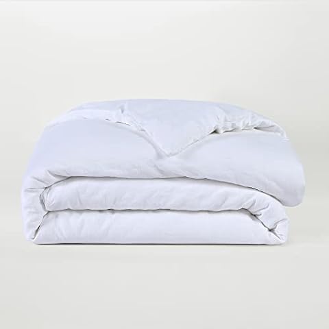 SIJO Premium Stone Washed Organic French Linen Duvet Cover, GOTS Certified Organic, Small Batch Sourced from Normandy, Best Cooling Linen Sheet Award by Sleep Foundation (Snow, Full/Queen) Cover