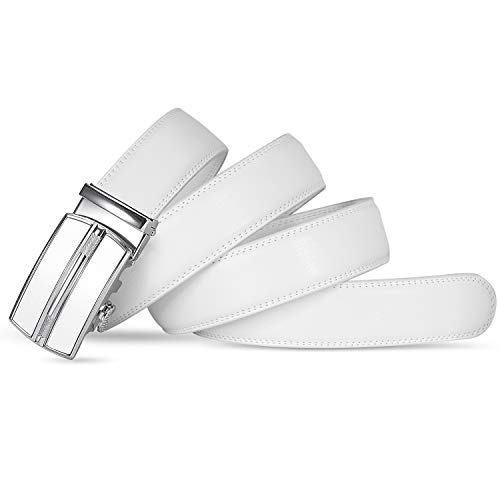 ITIEZY Ratchet Belts for Men - Leather Click Belt for Casual Dress 1 3/8", Mens Adjustable Belt Trim to Fit