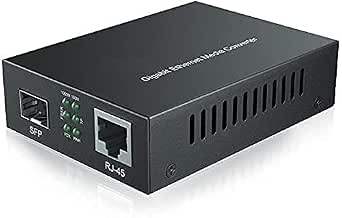 Ramex Gigabit SFP to Ethernet RJ45 Media Converter | Fiber to Ethernet Converter - High-Performance, 20km Range, Auto-Negotiation, IEEE 802.3ab/z, Plug and Play - 1x RJ-45, 1x SFP Slot