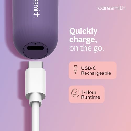 Image of Caresmith Bloom 2-in-1 Rechargeable Facial Hair Removal Machine & Eyebrow Trimmer for Women | Painless Electric Epilator with Smart Light | Facial Shaver for Upper Lips, Chin, Cheeks, Peach Fuzz