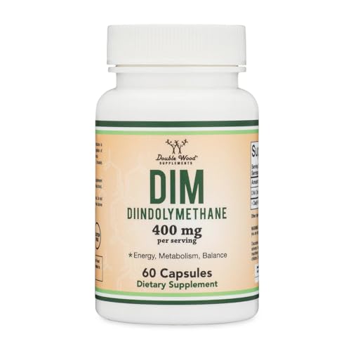 DIM Supplement for Women and Men (Diindolylmethane Estrogen Blocking Supplement Hormonal Acne Treatment Hormone Balance for Women) 400mg Servings 200mg Per Capsule 60 Capsules by Double Wood