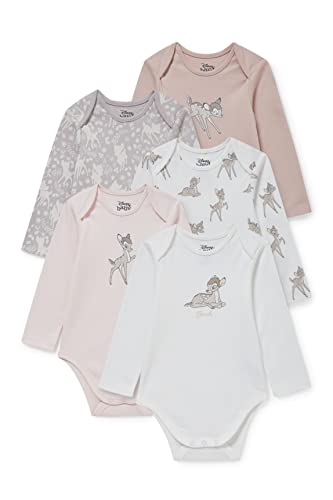 C&A Body para bebé y niña, paquete de 5 unidades, estampado Bambi, blanco / rosa, 2 mes