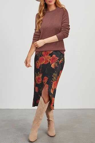 Image of Arach&Cloz Women's Wool Blend Classic Crew Neck Casual Fall Sweaters