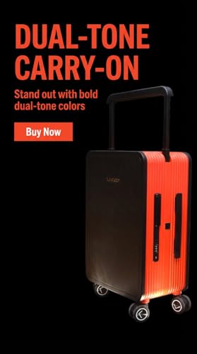 Image of Dual Tone Trolley Bag Medium -Premium Plus | Polycarbonate Hardshell Luggage with TSA Lock | 360 Spinner Wheels & Wide Telescopic Handle |Tough Bag (Black and Red, 24)