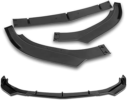 Stay-Tuned, 9PCS Sport-Style ABS Front Bumper Lip Spoiler Body Kit + Universal 86" x 4" Side Skirts, Compatible with 2017-2021 Alfa Romeo Giulia, Exterior Accessory (Painted Black)