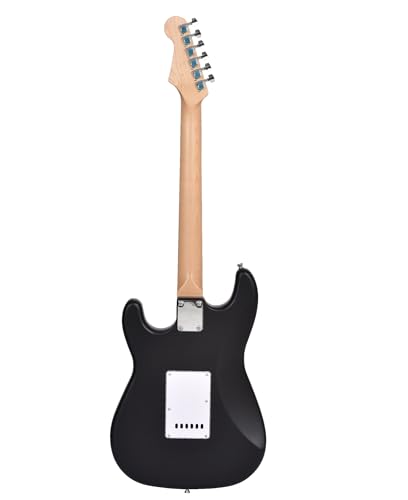 Image of Blueberry R-701-M Full Size Electric Guitar, Tech Rosewood Fretboard, Chrome-Plated Hardware, SSS Pickup, 6-String Right-Handed Beginner Kit with Bag, Strap, Strings & 2 Picks (Black, Value Pack)