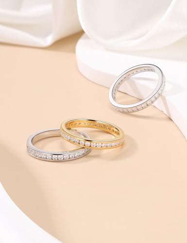 DMSF 3.0MM Moissanite Wedding Band for Women Channel Set Full Eternity Band - image 4