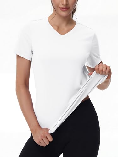 Image of MAGCOMSEN Women's Short Sleeve T-Shirt Quick Dry Athletic Tee Shirt Running Workout Yoga Top Tee Performance Shirts