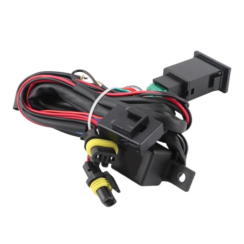 Akozon cablaggio fendinebbia auto + Kit cablaggio interruttore fendinebbia, 12V universale LED per auto Interruttore on/off fendinebbia Kit relè fusibile cablaggio