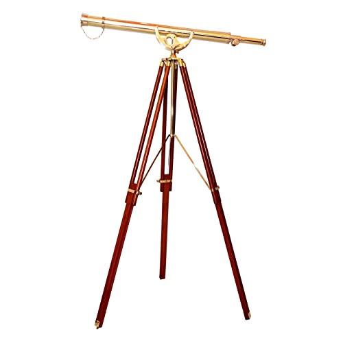 Vintage Antique Telescope Heavy Brass Nautical Port Marine Navy Telescope Single Barrel Brass Finish (Height 65'' Inches)