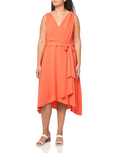 Image of DKNY Womens Sleeveless Faux Wrap Midi Dress