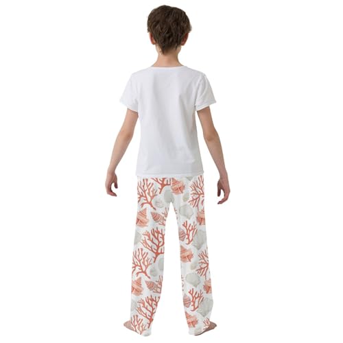Boys' Pants Coral Seashell Orange Long Bottoms Jogger Pants Elastic Waist Trousers with Pockets S-XL3