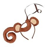 [Lurrose] 猿耳カチューシャ しっぽ 用コスプレ動物アクセサリー 柔らかく快適な素材製 丈夫で なジャングルパーティー衣装用