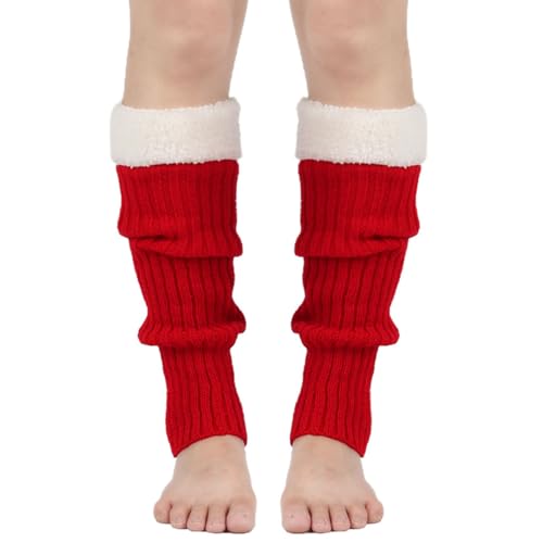 Image of Winter Leg Warmers for Women and Girls Warm Knitted Socks Knitted Wool Crochet Long Boot Socks New Year's Day Socks Christmas Socks