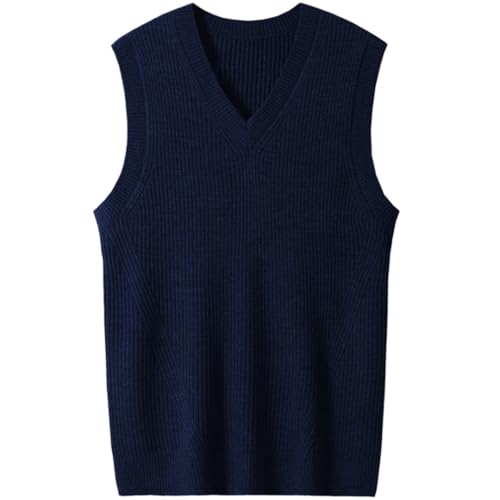 Dndrdhfb Men's V-Neck Knitted Vest, Business Casual Thick Sleeveless Sweater Vest3