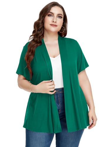 Image of LARACE Short Sleeve Cardigans for Womens Summer Tops Casual Plus Size Open Front Lightweight Cover Up