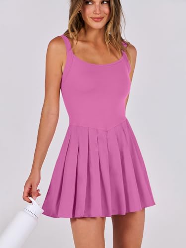 Image of ANRABESS Women's Tennis Athletic Pleated Summer Mini Dress 2026 Golf Workout Build in Shorts Casual Romper Short Sundress