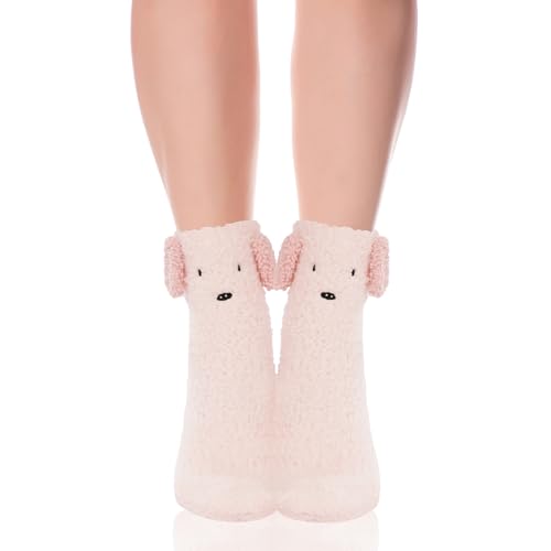Violet Mist Womens Fuzzy Socks with Grips Winter Warm Fluffy Soft Slipper Socks Cozy Hospital Non Slip Socks Cute Animal Sock2