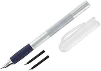 Modelcraft Swivel Craft Knife - Pen Style 360° Cutter with 2 Spare Blades,Silver,15cm