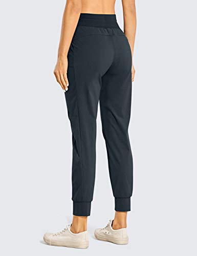 Crz Yoga Women's High Waisted Lightweight Athletic Joggers 27.5" - Travel Workout Casual Outdoor Hiking Pants With Pockets True Navy Medium #TOP1