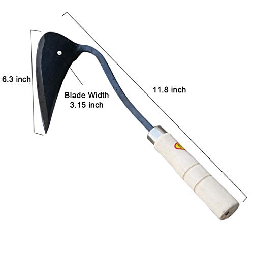 Image of HANSHIN Premium Forged Gardening Hand Plow Hoe, Korean Daejanggan Style Ho-Mi(Weeding Sickle) for EZ Digger Tools, 1 Pack