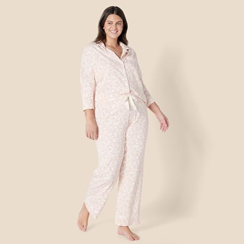 Image of Amazon Essentials Women's Long Sleeve Cotton Modal Pajama Set, Loungewear with Full-Length Bottom