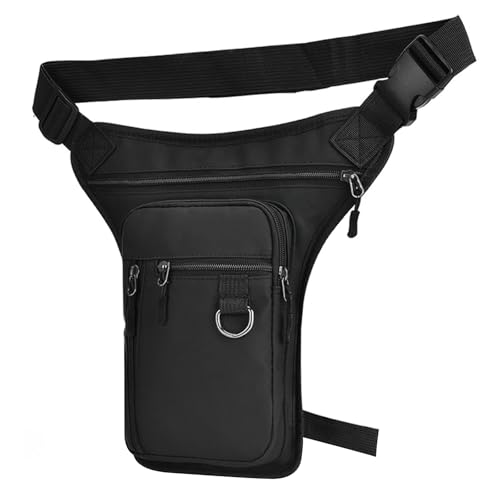 Sac de cuisse noir multi-poches d'extérieur avec sangle détachable Milageto