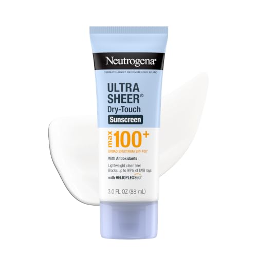 Neutrogena Ultra Sheer Dry-Touch Sunscreen Lotion, Max 100+ Broad Spectrum SPF 100 UVA/UVB Protection, Lightweight, Non-Greasy Sunscreen, Oxybenzone-Free, Antioxidant, Travel Size, 3 fl oz