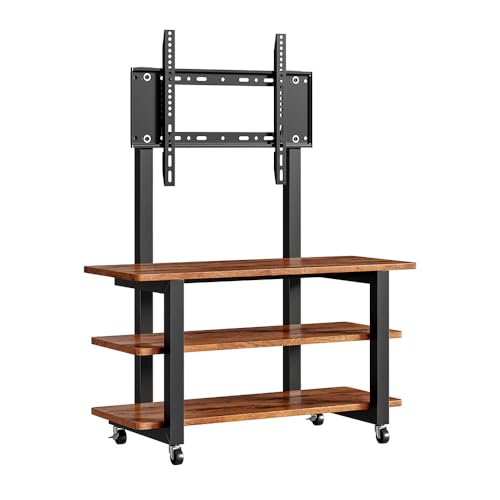Soporte de TV para Esquinas, 60-127 cm (23-50'), con Estanterías y Soporte Incluido – Color Marrón Rústico, Ideal para Salón o Dormitorio
