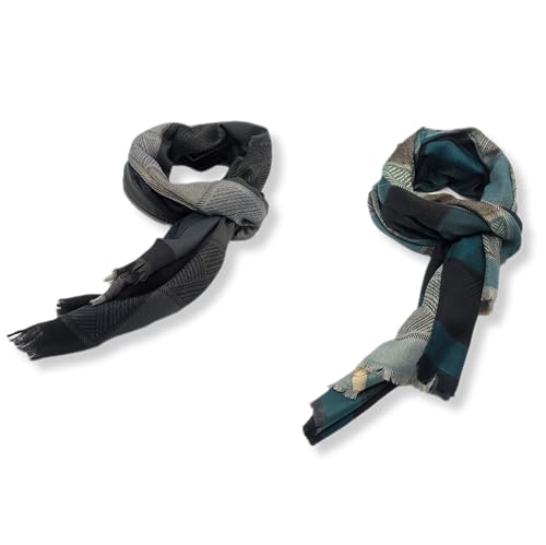 Bufanda para hombre de tamaño grande negro-verde Coppia di Sciarpe el regalo ideal
