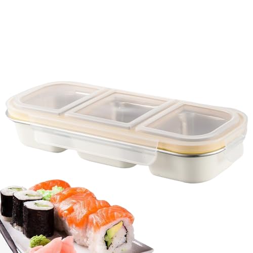 Nugbaefdp ステンレススチールランチボックス| 10.24インチスナックコンテナ|蓋付きの調味料容器|学校の職場用食事準備のための金属食品保管再利用可能な分割された調味料ボックス