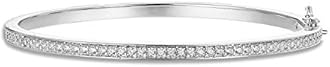 PAVOI 14K Gold Plated Cubic Zirconia Bangle Classic Tennis Bracelet | 7.5" Gold Bracelets for Women
