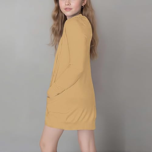 Color Block Cardigans for Girls Kids Open Front Long Sleeve Cardigan Sweater Coats Fall Tops with Pockets 5-14 Years2