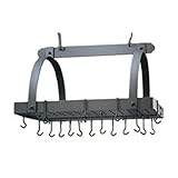 Old Dutch Rectangular Hanging Pot Rack with Grid & 24 Hooks, Graphite, 30
