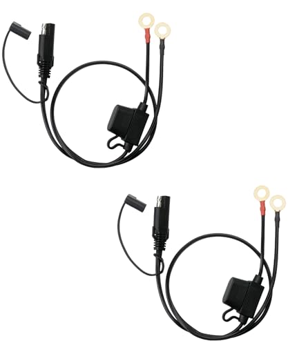 Bates- SAE Battery Connector, 2 FT, 2 Pack, SAE to O Ring Terminal Harness, 2 Pin Battery Connector