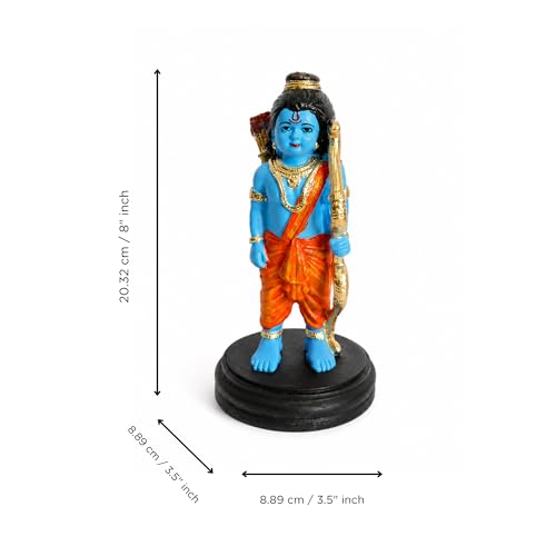 Image of eCraftIndia Lord Ram Idol for Car Dashboard Decorative Mini Showpiece for Home Temple Office Desk Spiritual Gift Compact Hindu God Murti for Vastu Dashboard Accessories
