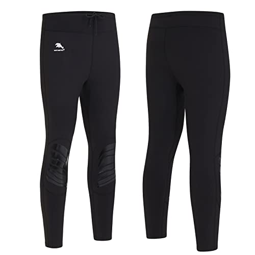 Pantaloni da muta termici, a vita alta, da 2 mm, in neoprene, per uomo e donna (XL, uomo-nero)