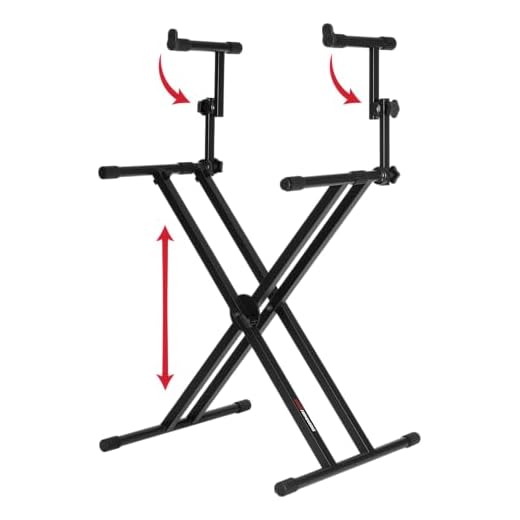 Gator Frameworks Deluxe Two Tier X-Style Keyboard Stand with Adjustable Height and Leveling Feet Black (GFW-KEY-5100X)
