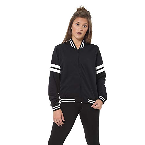 Move U Varsity Bomber Track Jacket for Women Black - Thumbnail 2