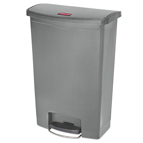 Image of Rubbermaid Commercial Products STREAMLINE Plastic Front Step Step-On-Trash /Garbage Can /Bin, 24 GAL, Gray, for Doctor's Office /Hospitals /Healthcare