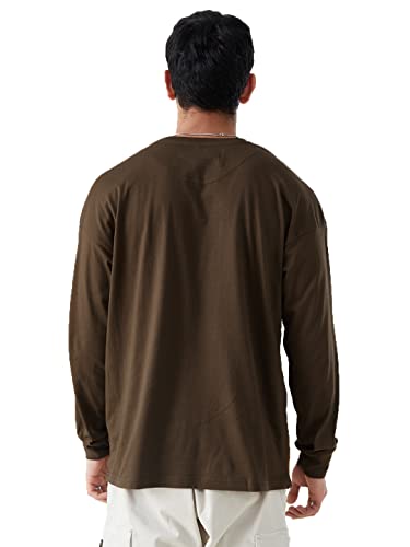 Image of The Souled Store Men Official Scooby Doo: Scooby Love Brown Printed Oversized Full Sleeve T-Shirts