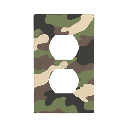 Moslion Camo Wall Plate Covers Green Brown Black Olive Camouflage Jungle 1-Gang Outlet Cover Switch Plug Duplex Home Decorative Office