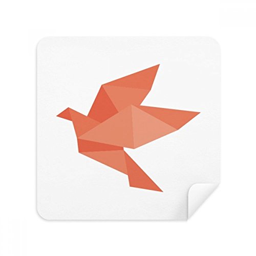 Chiffon de nettoyage motif oiseau rouge origami en suède pour écran de téléphone 2Pcs