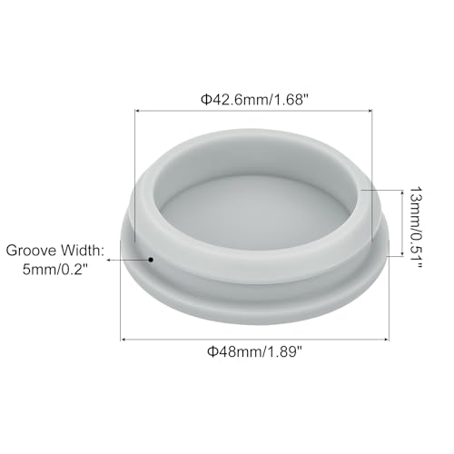 Image of MECCANIXITY 1pcs Silicone Snap in Locking Hole Plugs,42.6mm /1.7 Inch Mounting Diameter Narrow Groove Width 5mm Panel Seal Cover Round for Kitchen Bulkheads Waterproof Sealing Plugs Grey